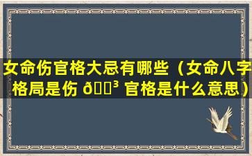 女命伤官格大忌有哪些（女命八字格局是伤 🌳 官格是什么意思）